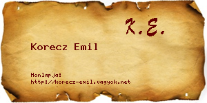 Korecz Emil névjegykártya